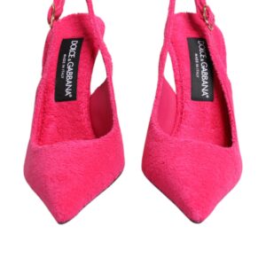 Pink Terry Cloth High Heels Slingback Shoes