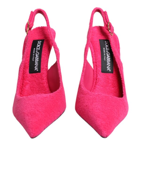 Pink Terry Cloth High Heels Slingback Shoes