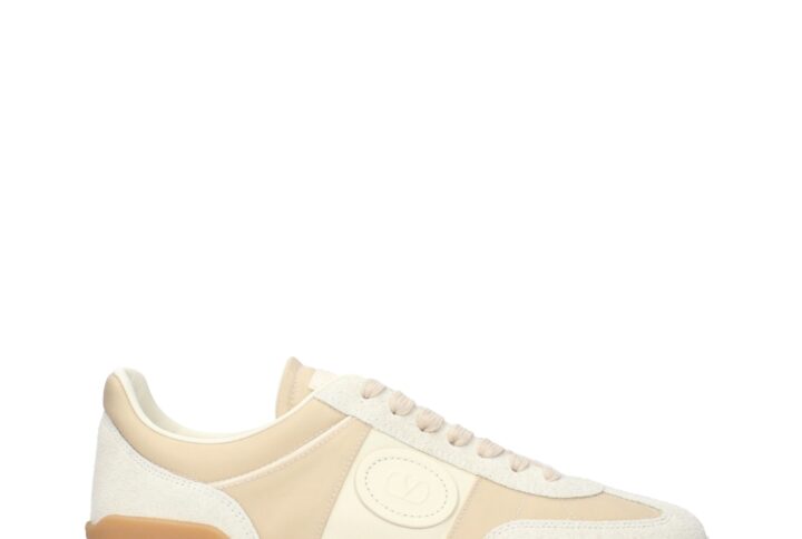 Beige Fabric Low Top Sneakers