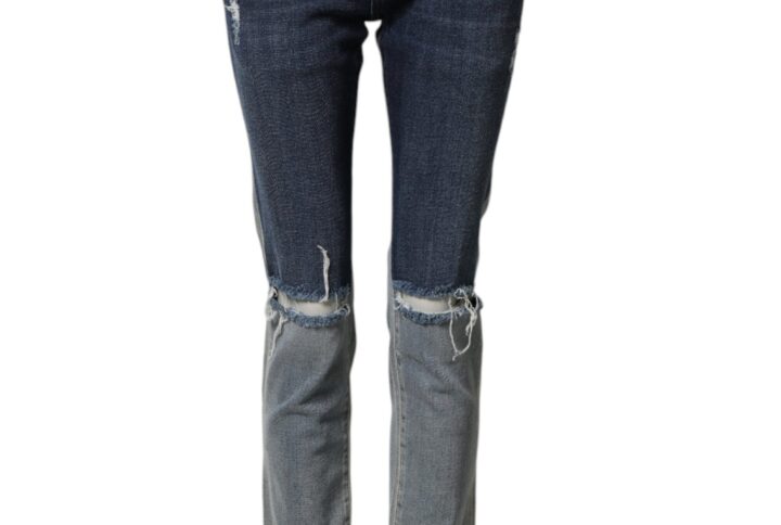 Blue Two Tone Cotton Men Skinny Denim Jeans | Jag Couture London – New York