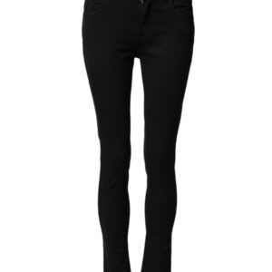 Black Cotton Skinny Mid Waist Denim Jeans