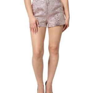 Pink Jacquard High Waist Hotpants Shorts