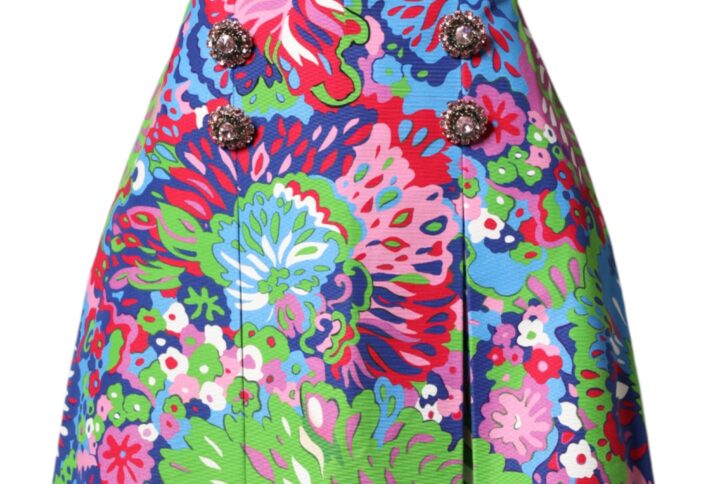 Multicolor Floral Buttoned High Waist Mini Shorts | Jag Couture London – New York