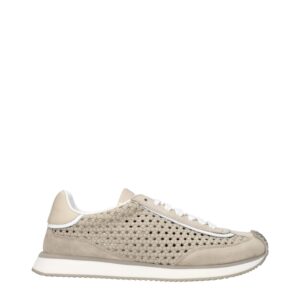 Beige Fabric Low Top Sneakers