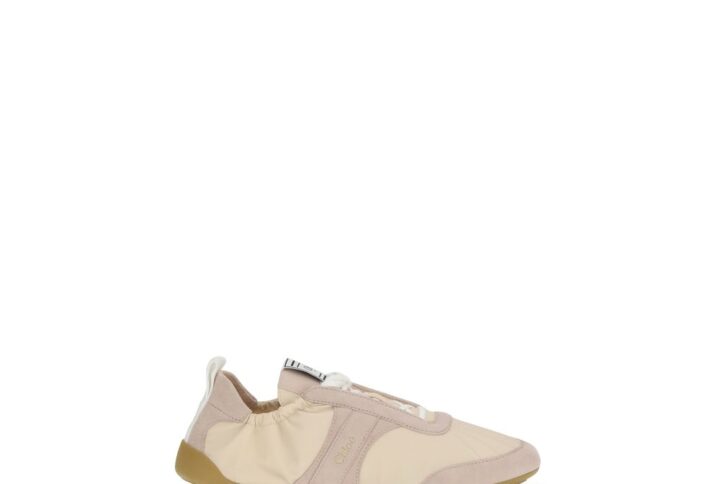 Beige Nylon Athletic Sneakers