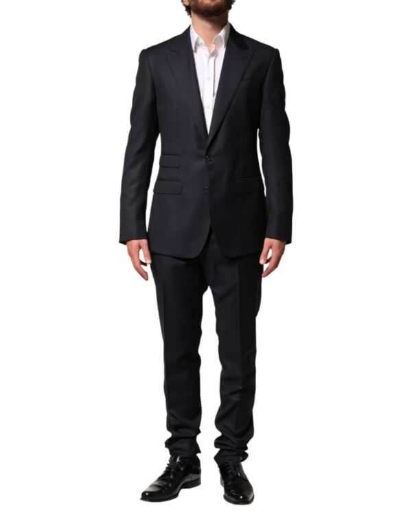 Dark Blue Wool Single Breasted Men 2 Piece Suit