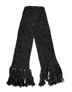 Black Wool Fringes Neck Wrap Foulard Scarf
