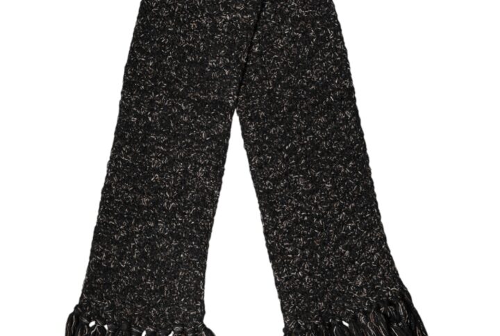 Black Wool Fringes Neck Wrap Foulard Scarf | Jag Couture London – New York