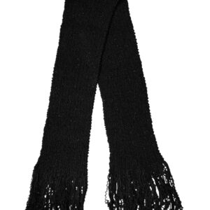 Black Wool Fringes Neck Wrap Foulard Scarf