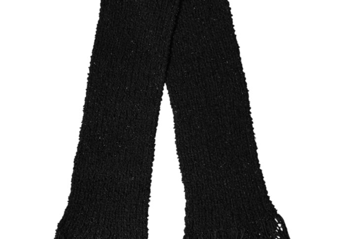 Black Wool Fringes Neck Wrap Foulard Scarf