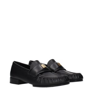 Black Leather Slip-On Loafers - Jag Couture London