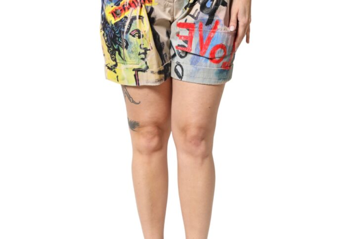 Multicolor Graffiti HighWaist Bermuda Shorts | Jag Couture London – New York
