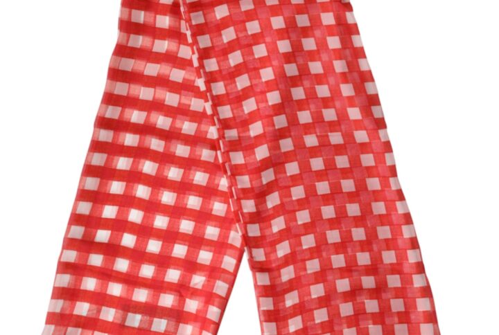 Red Checkered Stole Neck Wrap Shawl Scarf