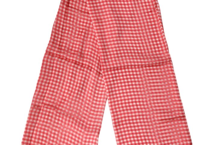 Red Checkered Silk Neck Wrap Shawl Scarf