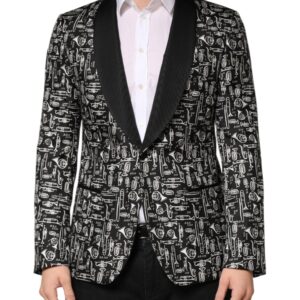 Black Jazz Club Silk Single Breasted Blazer