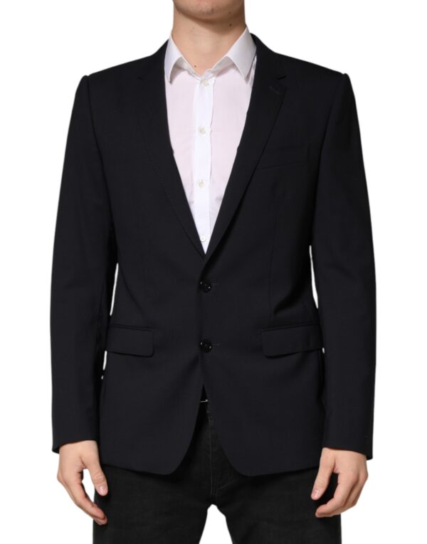 Dark Blue Wool Single Breasted 2 Button Blazer