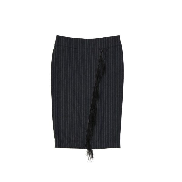 Gray Virgin Wool Midi Skirt