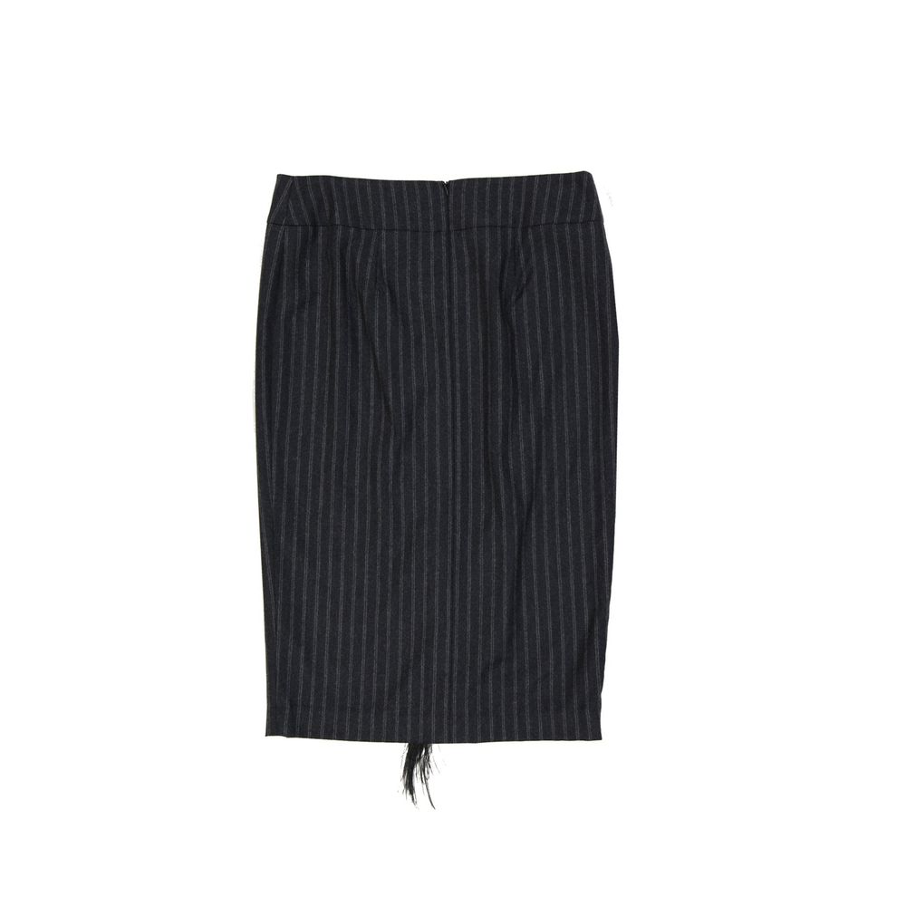 Gray Virgin Wool Midi Skirt
