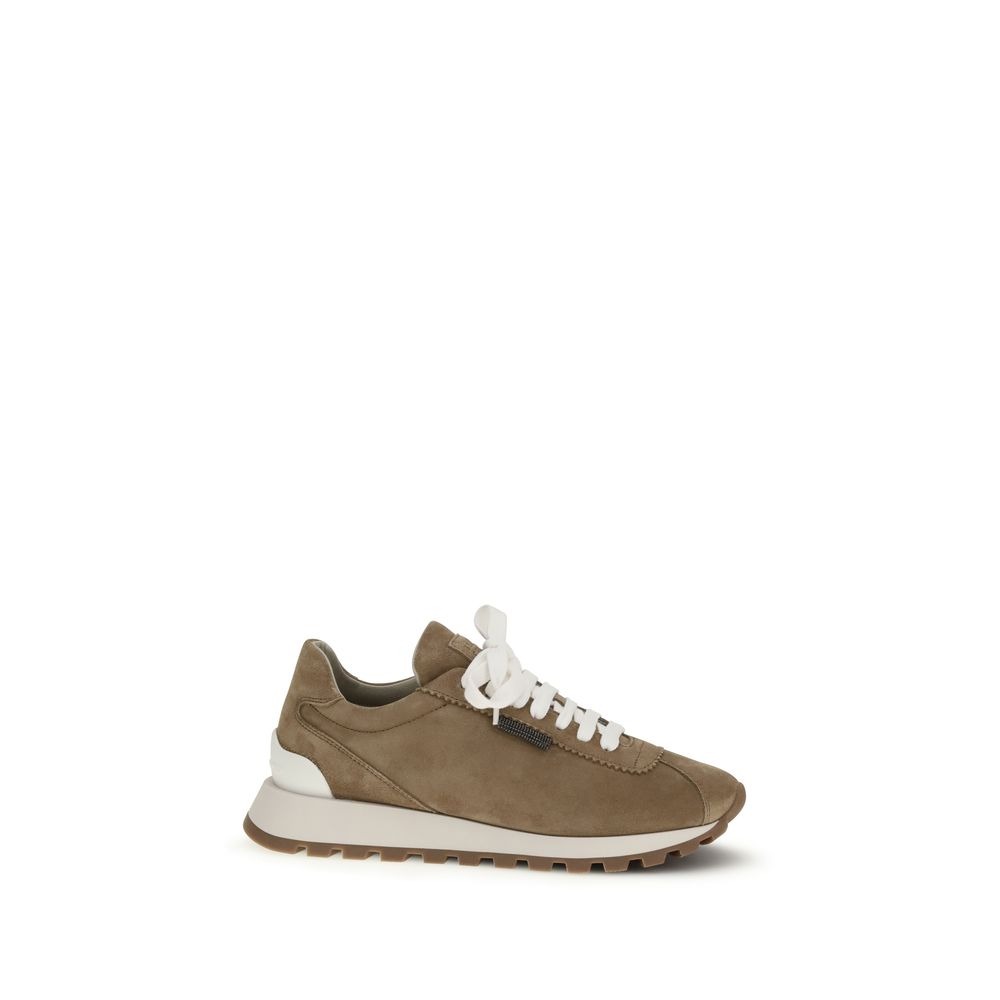 Beige Calf Leather Bos Taurus Platform Sneakers