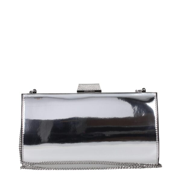 Gray Leather Clutch Bag