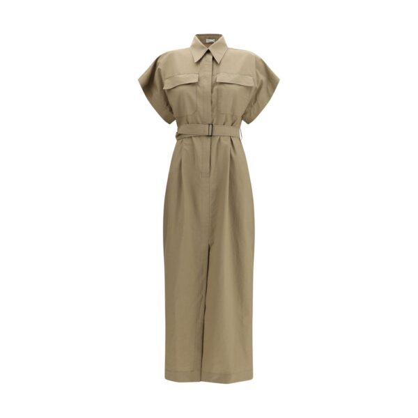 Beige Cotton Casual Dress
