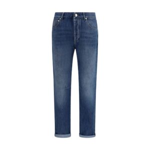 Blue Cotton Straight-Leg Jeans | Jag Couture London – New York