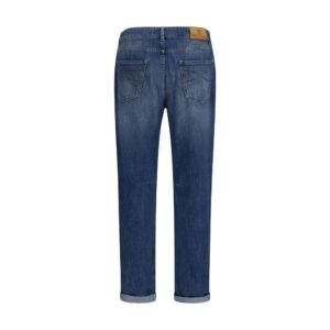 Blue Cotton Straight Leg Jeans