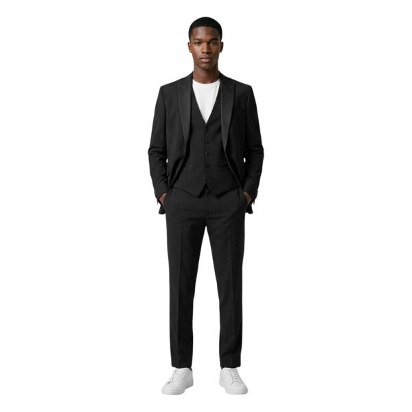 Black Polyester Three-Piece Suit