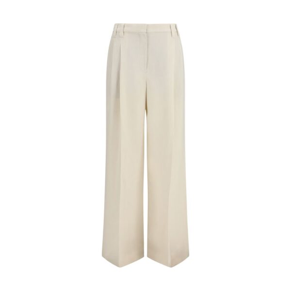 Beige Viscose Casual Pants