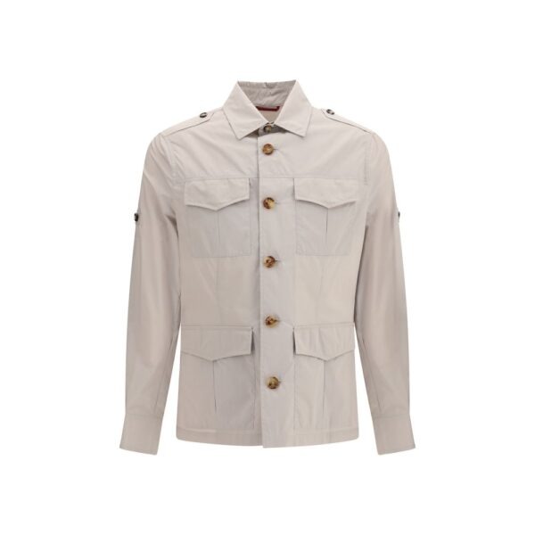 Beige Cotton Full-Length Jacket