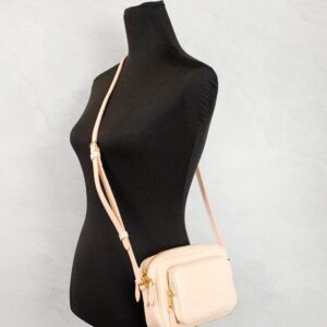 Burberry Small Branded Peach Pink Grainy Leather Camera Crossbody Bag