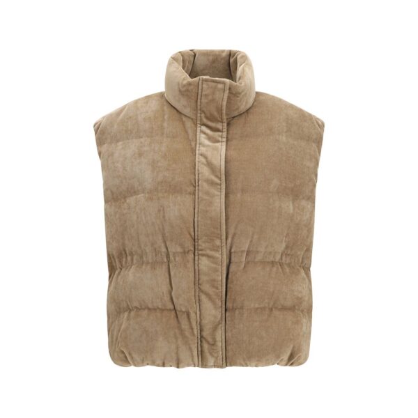 Beige Viscose Sleeveless Jacket