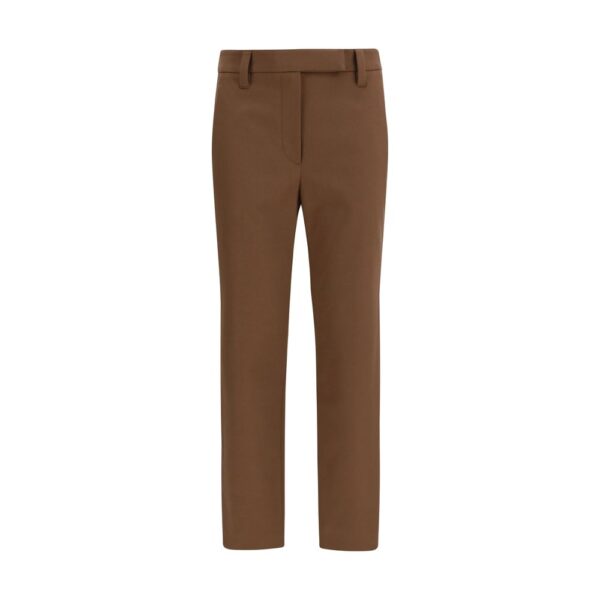 Brown Elastane Casual Pants