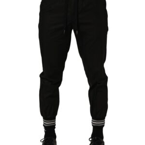 Black Cotton Mid Waist Jogger Sweatpants Pants