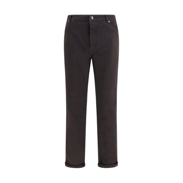 Brown Cotton Relaxed Fit Jeans