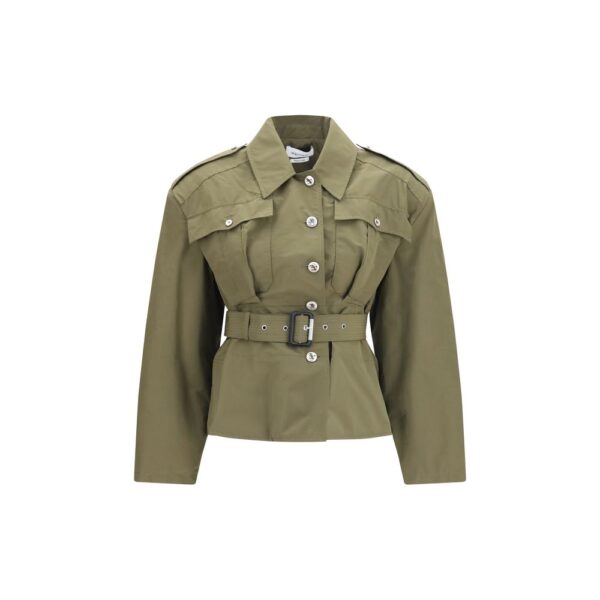 Bicolor Cotton Full-Length Jacket