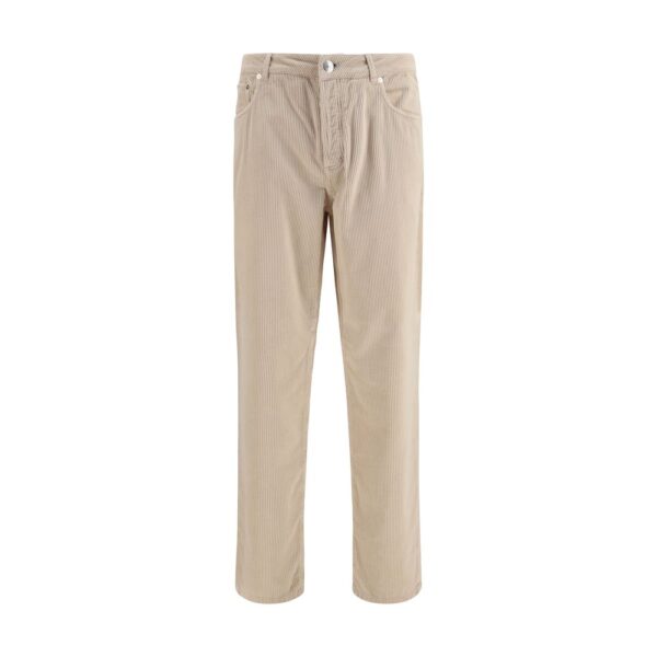 Beige Cotton Casual Pants