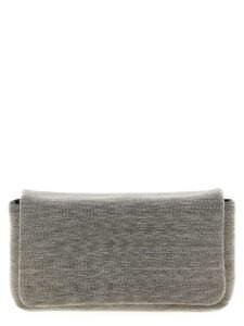Silver Leather Clutch Bag