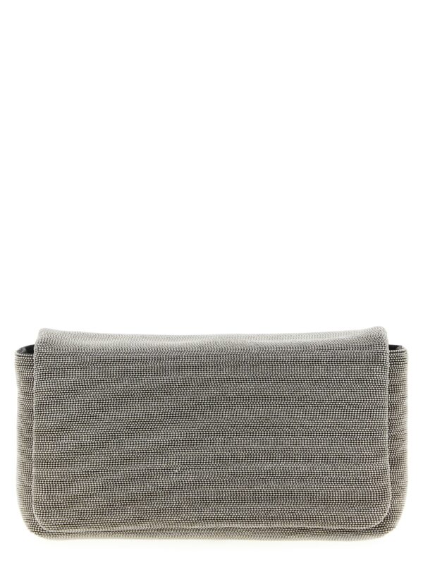 Silver Leather Clutch Bag