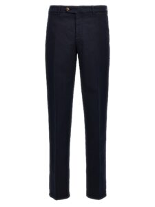 Blue Cotton Casual Pants