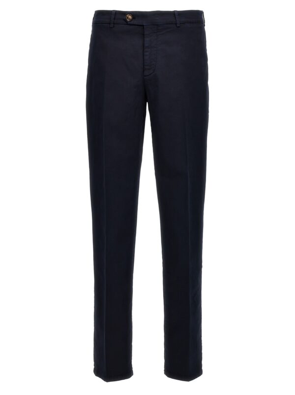 Blue Cotton Casual Pants