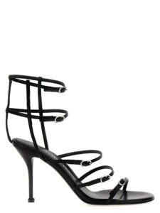 Black Lambskin Stiletto Heel Sandals