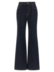Blue Cotton Flared Jeans