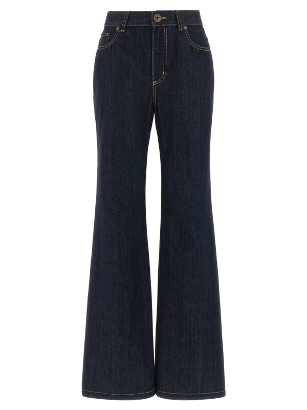 Blue Cotton Flared Jeans