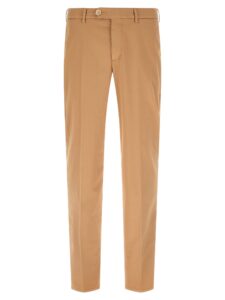 Beige Cotton Casual Pants