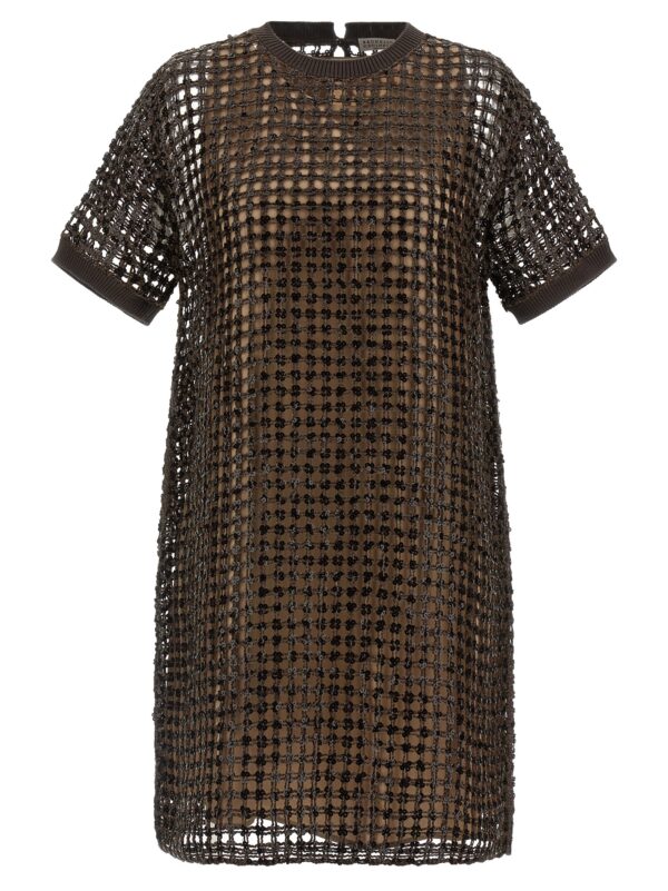 Brown Silk Short Dress