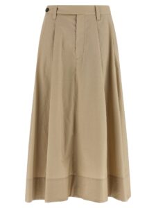 Beige Cotton Midi Skirt