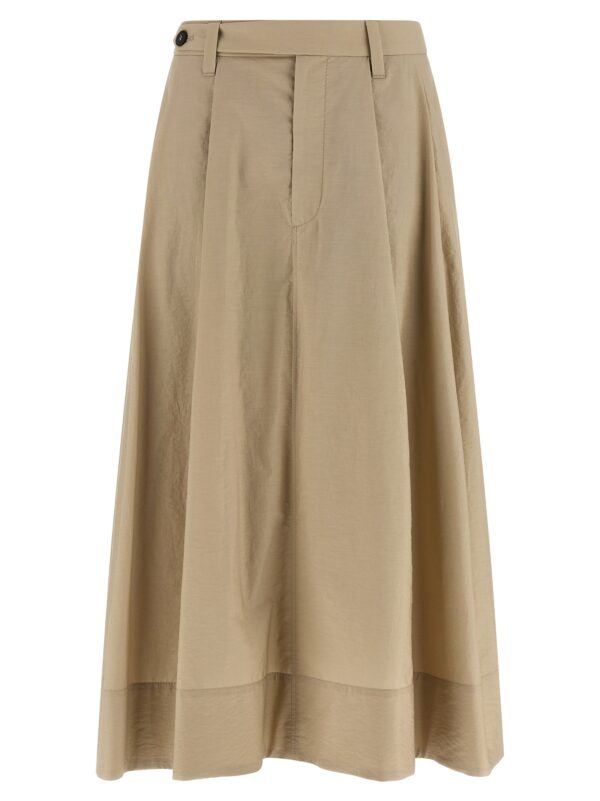 Beige Cotton Midi Skirt