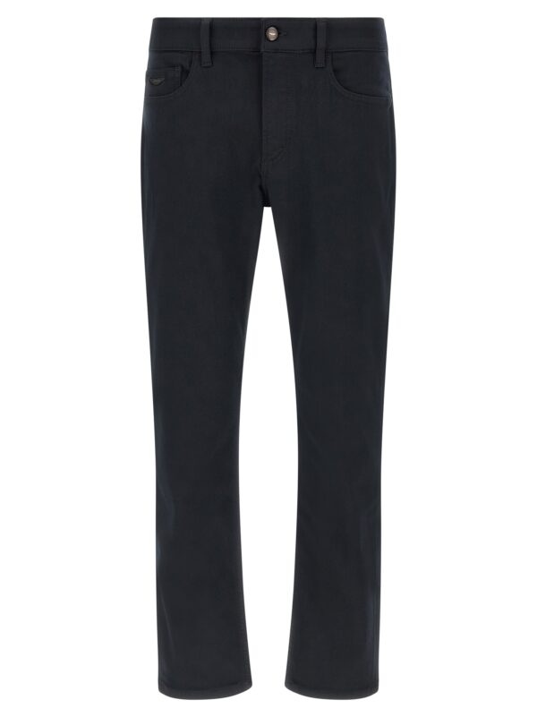 Blue Polyester Straight-Leg Jeans