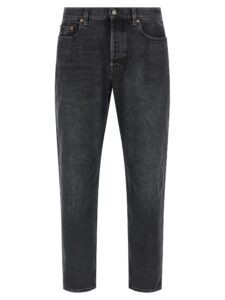 Black Cotton Straight-Leg Jeans